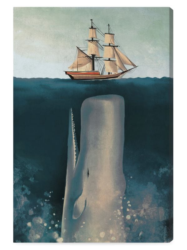 Oliver Gal Whale & Boat Canvas Wall Art Canvas Print